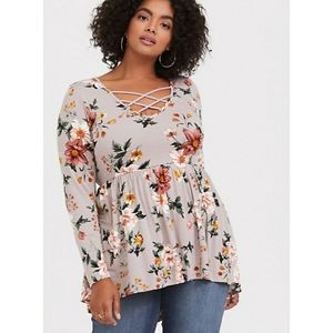 Torrid Super Soft Lattice Babydoll Tee